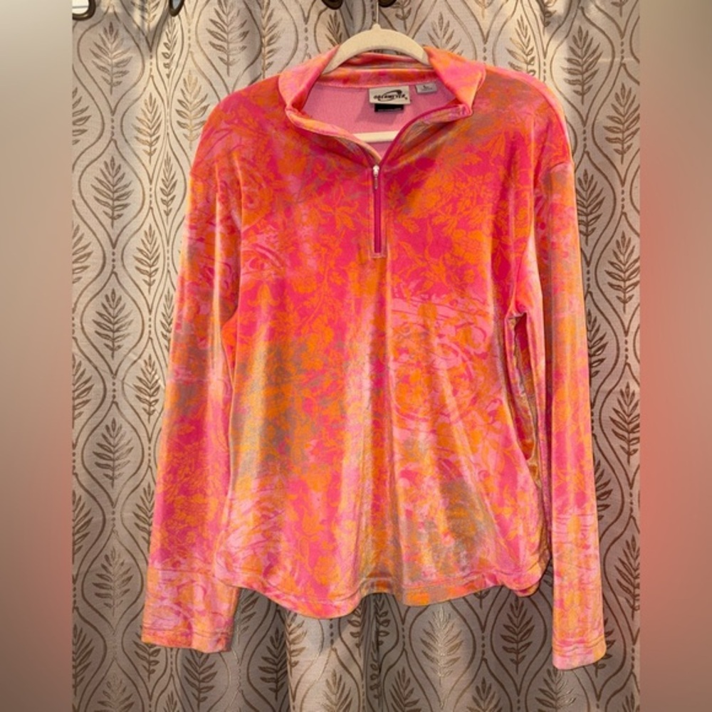 Vintage Obermeyer women's half-zip pullover top crushed velvet